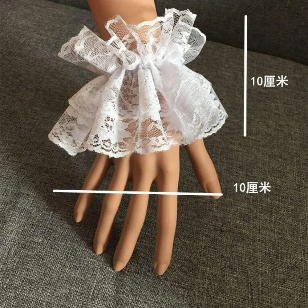 Women's Hand Sleeve Elastic Bracelet White Lace Gloves Halloween Wedding Party